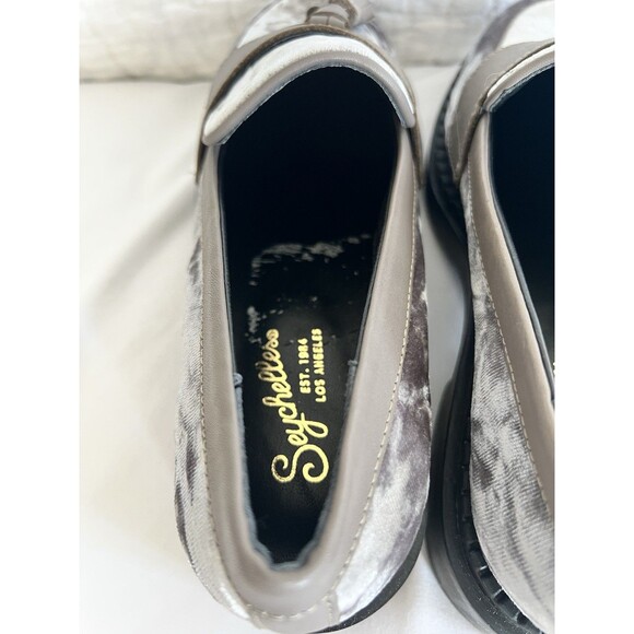 Seychelles Platform Gray Velvet Loafers Size 8 EUC - Picture 5 of 9